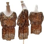 Smart & Sexy swim Tan, Brown & Black Leopard Print Sheer Bathing Suit Wrap S/M Photo 1
