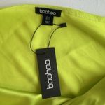 Boohoo NWT  Neon Green Maxi On Shoulder Satin Dress, Sz: 10 (b38) Photo 3