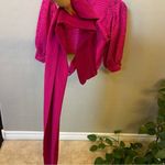 Valentine fuchsia pink backless lace crop top with wraparound sash, size L Size L Photo 6