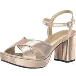 Reaction Kenneth Cole Kenneth Cole Reaction Size 7.5 Women's Gold Reeva Criss-Cross Platform Sandals Photo 0