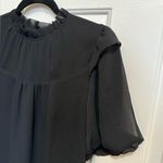 Loft Ruffle Neck Balloon Sleeve Top Black Small Photo 3