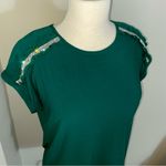89th & Madison Diamanté Ruffle Embellished Hunter Green Blouse M Medium Photo 1