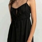 Free People  Mini Dress Medium Black Satin Bow Tie Slip Photo 0