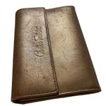 Carlos Falchi Vintage Bronze Metallic Leather Flap Wallet Gold Photo 7