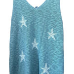 Wishlist  Knit Tank‎ Top Women's Sleeveless V-Neck Star Pattern Blue Casual Photo 0