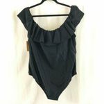Kona Sol  One Piece Swimsuit Ruffle Off Shoulder Spaghetti Strap Basic Black 16W Photo 1