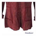 J. Jill Rustic Red Wool & Suede Patchwork Long Cardigan Medium Tall Photo 5