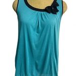 Loft women’s green tank trimmed with black,  bow on side collar side LP Photo 0