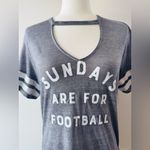 EXPRESS “Sundays are for Football” V neck Short Sleeve Slub Knit Tee Grey XS Photo 1