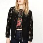 ZARA 🖤 Basic Black Mesh Cutout Bomber Jacket Size M Photo 1