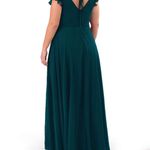 Azazie Teal Maxi Dress with Slit Photo 1