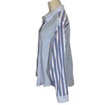 Xirena Beau Boyfriend Button Down Shirt in Tide Blue Stripes Pattern Mixing Size M Photo 7