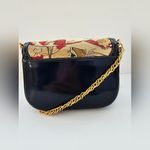 Tory Burch  Robinson Navy Leather & Printed Canvas Shoulder Bag Photo 5