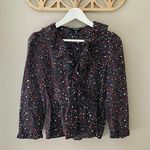 Madewell  Silk Ruffle Wrap Blouse Starry Night Print Sz XS Photo 0