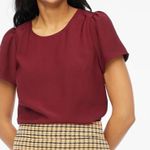 J.Crew Factory Short Sleeve Crepe Top in Burgundy Size Small NEW Photo 0
