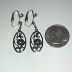 Avon Vintage Silver Tone Cutout Floral Dangling Boho Clip On Earrings Photo 5