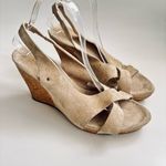 UGG  Beige Suede Cork Sandals Wedge Platform Woman’s Shoe Size 9 Photo 1