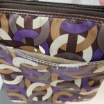 Coach Signature Cs Chain Link Op Art Bag Brown Purple Crossbody Fabric Leather Photo 5