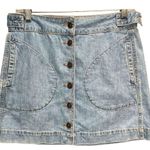 American Eagle Jean Skirt Womens 4 Blue Denim Super High Rise A-Line Button NEW Photo 1
