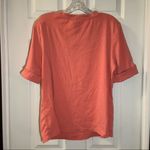 Ellen Tracy  Coral/Orange Split V Neck Short Sleeve Top XL Photo 5