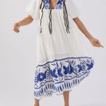 Urban Outfitters  White Blue Embroidered In The Meadow Maxi Boho Bohemian Dress New with tags Size medium Retail price $129+ Photo 4