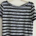 Talbots T by  Black & White Striped Heathered Short Sleeve Tee Twist Keyhole Back Photo 8