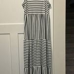 SheIn Charcoal Gray & White Sun Dress Spaghetti Straps Tiered Ruffles Maxi Size 8 / 10 Photo 0