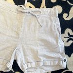 Per Se Linen Shorts  Blue White Striped Elastic Drawstring Waist Photo 2