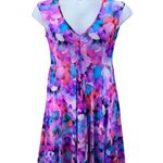 Baby Doll Dress M Sheer Vibrant Floral Fairy Panisies Swim Cover Up Multi Use Purple Size M Photo 0