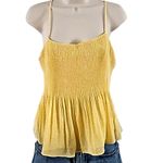 Lush Clothing Lush Yellow & White Dotted Peplum Smocked Tank Top – Size Medium Photo 1