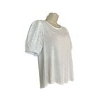cupio  Eyelet Short Sleeve Blouse Top Round Neck Sz Medium White Photo 1