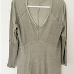 POL  Ready for Anything Green Ribbed V Neck Stretch Long Sleeve Top Soft Sz S Photo 0