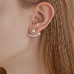 Pearl Earrings, Pearl Ear Jacket, Dangle Pearl Earrings Gold Photo 2