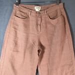 L'Agence Nude Pink Linen Wide Leg Cropped Pants High Waist Size 29 Trousers Photo 2