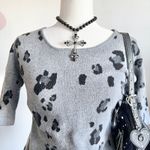 Ny Collection Gray‎ Leopard Rhinestone Sweater, Y2K Glam, Grunge, Baddie, Streetwear, Medium Photo 1