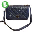 Badgley Mischka BLUE VEGAN LEATHER WITH GOLD TONE STUDS ADJUSTABLE CROSSBODY BAG Photo 1
