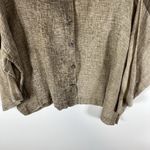 Blanque Size 1‎ Medium Brown Linen Long Sleeve Oversized Top Button Lagenlook Photo 2