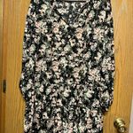 Maurice's  Black Floral Long Sleeve Babydoll Casual Mini Dress Size Large Photo 0