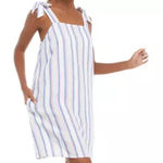 Crown & Ivy Crown Ivy Medium Dress Striped Tie Strap Dress Beach Clouds White Blue Red 854 Photo 0