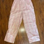 Urban Outfitters  Pink Gingham Paige Linen Pleated Pants Medium Photo 5