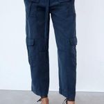 ZARA Blue Oversized Baggy Cargo Denim Pants Size Medium Photo 5