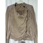 Free People  Womens Distressed Brown Indie Jacket With Zipper Closure Photo 1