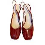 Talbots  RED PATENT LEATHER PEEP TOE SLING BACK WEDGE HEEL SHOES (9B) Photo 7