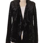 Bobeau | Black Velvet Open Front Long Sleeve Jacket Cardigan Photo 0