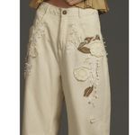 Anthropologie  Pilcro Embroidered Cropped Bow Pants Photo 6