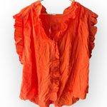 cupio NWT  Vibrant Orange Ruffled Blouse Photo 0