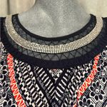 Dress Barn DB Sleeveless Maxi Dress Embellished Halter Neckline Empire Waist Aztec Western Photo 3