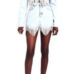 AREA Scalloped Embellished Cropped Denim Jacket in Pale Blue, Size 4, NWT Silver Photo 8