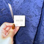 Anthropologie NWT $68 Sabrina Navy V-Neck Lace Scooped Back Sheer Bodysuit XL Photo 5