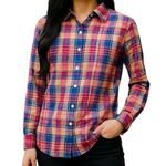 J CREW Womens Button down Shirt Sz Medium Boy fit Plaid Preppy Bohemian Western Photo 0